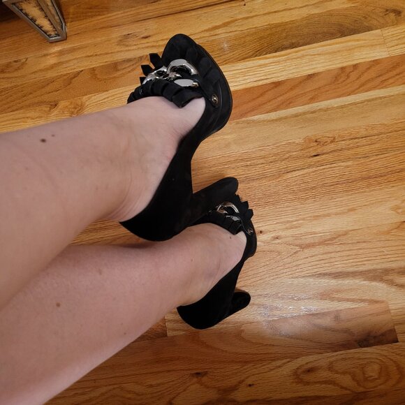 CASADEI Embellished  Platform Pumps In Black size 37 - Picture 5 of 16